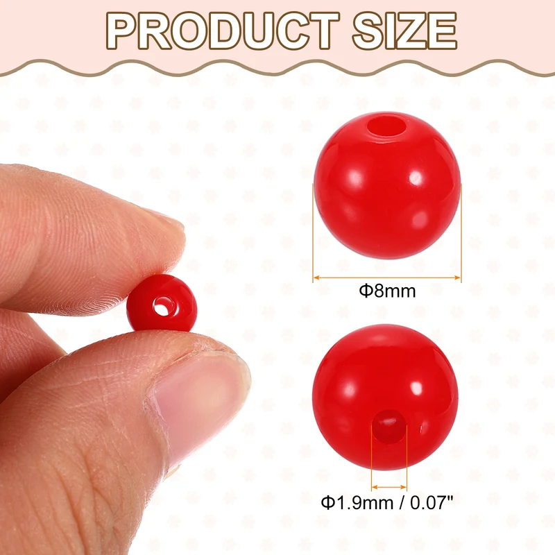 100pcs Light Brown Acrylic Round Beads 8mm Plastic Resin Loose Bead