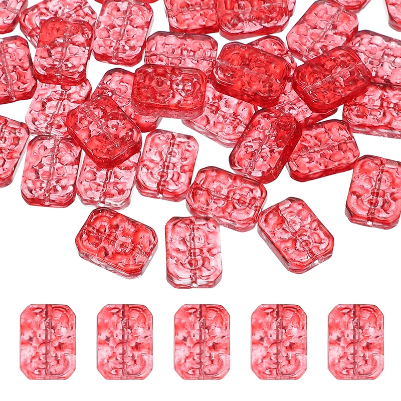 50 Pcs Faceted Crystal Beads for Jewelry Making, Glass Loose Beads, Red