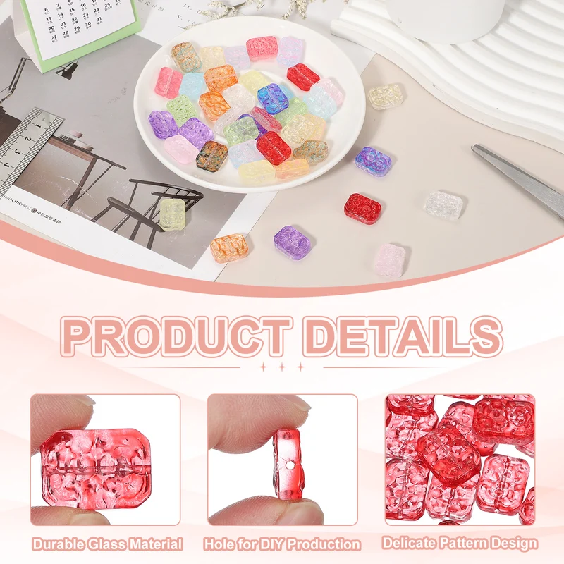 50 Pcs Faceted Crystal Beads for Jewelry Making, Glass Loose Beads, Red