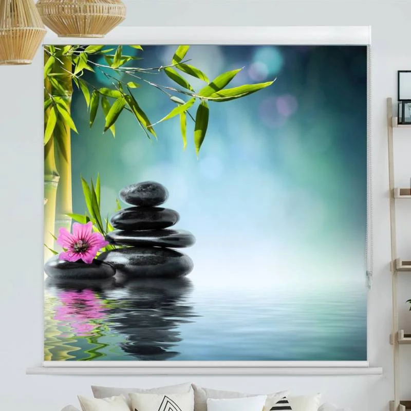 Kassettenrollo Motiv "Black Stones Wellnes" | bis B 420 x H 420 cm