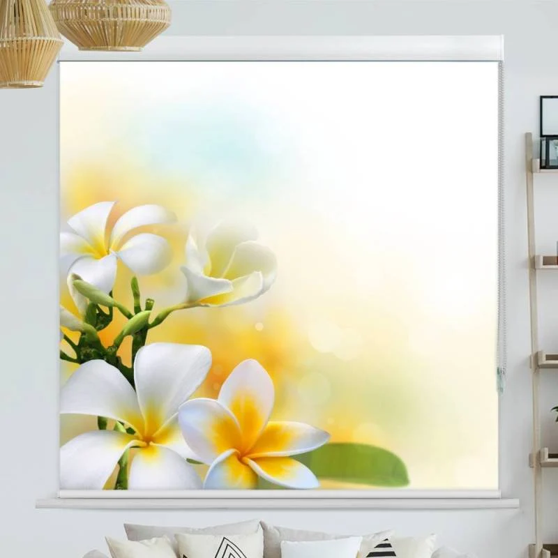 Kassettenrollo Motiv "Frangipani" | bis B 420 x H 420 cm