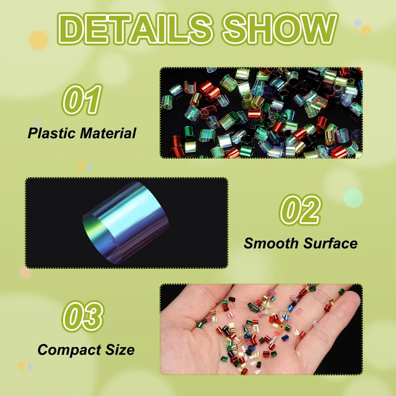 Straw Tube Beads, 150 g 3D Plastic Beads for Crystal Mud Fantasy Purple