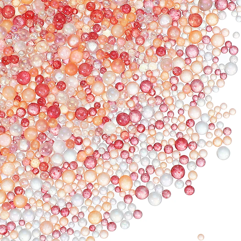 200g 1-3mm Glass Bubble Bead Iridescent No Hole Water Droplet Ball Orange Series