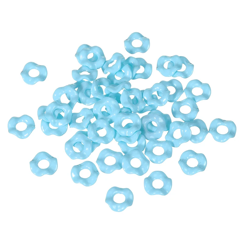 50 Pcs Wavy Spacers, Acrylic Flower Beads Wave Focal Bead, Sky Blue