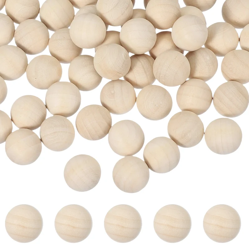 100 Pcs Wooden Balls, 0.6 Inch(15mm) Unfinished Wood Balls, Wood Color