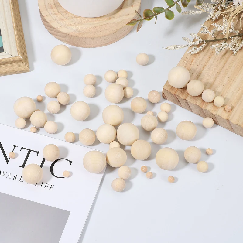 100 Pcs Wooden Balls, 0.6 Inch(15mm) Unfinished Wood Balls, Wood Color
