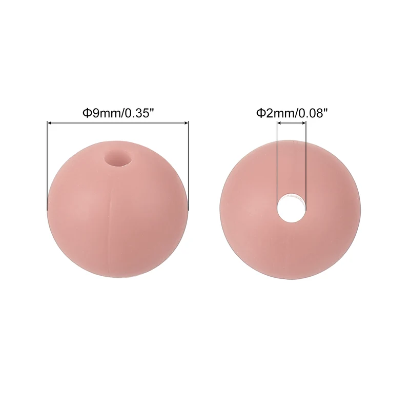 50Pcs 9mm Silicone Beads, Round Loose Rubber Bead for DIY (Dark Pink)