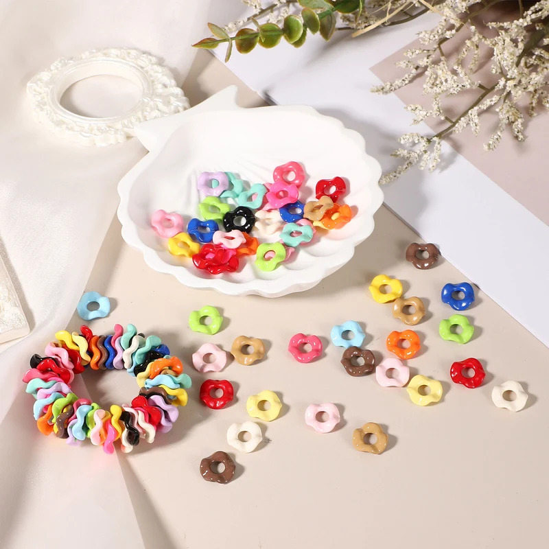 50 Pcs Wavy Spacers, Acrylic Flower Beads Wave Focal Bead, Turquoise Blue