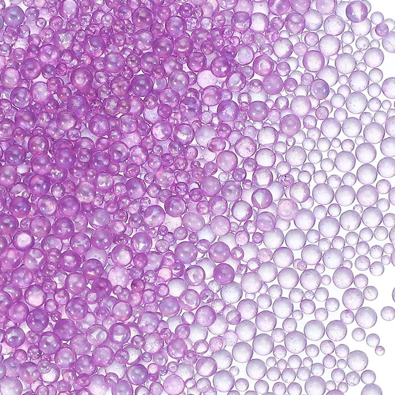 200g 1-3mm Glass Bubble Beads Iridescent No Hole Water Droplet Ball Light Purple