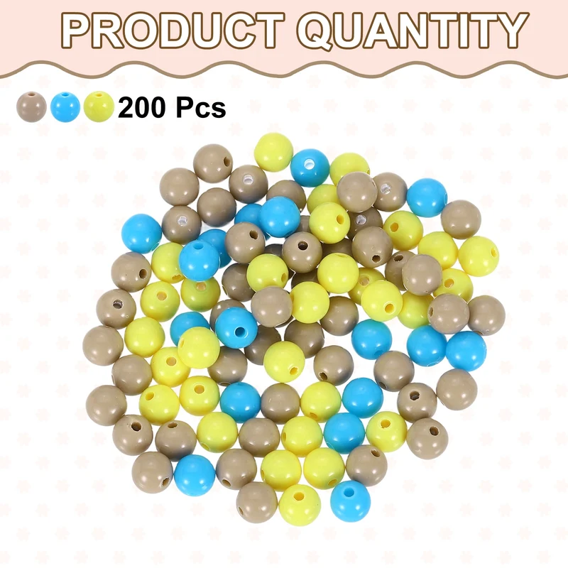 200pcs Light Blue Acrylic Round Beads 8mm Plastic Resin Loose Bead