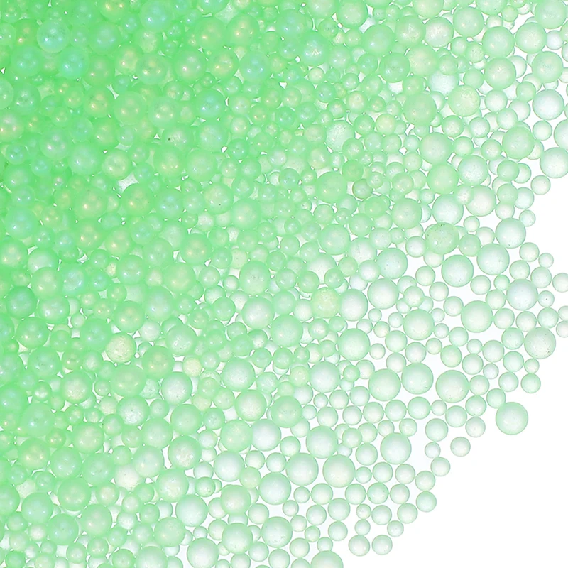 200g 1-3mm Glass Bubble Beads Iridescent No Hole Water Droplet Ball Green