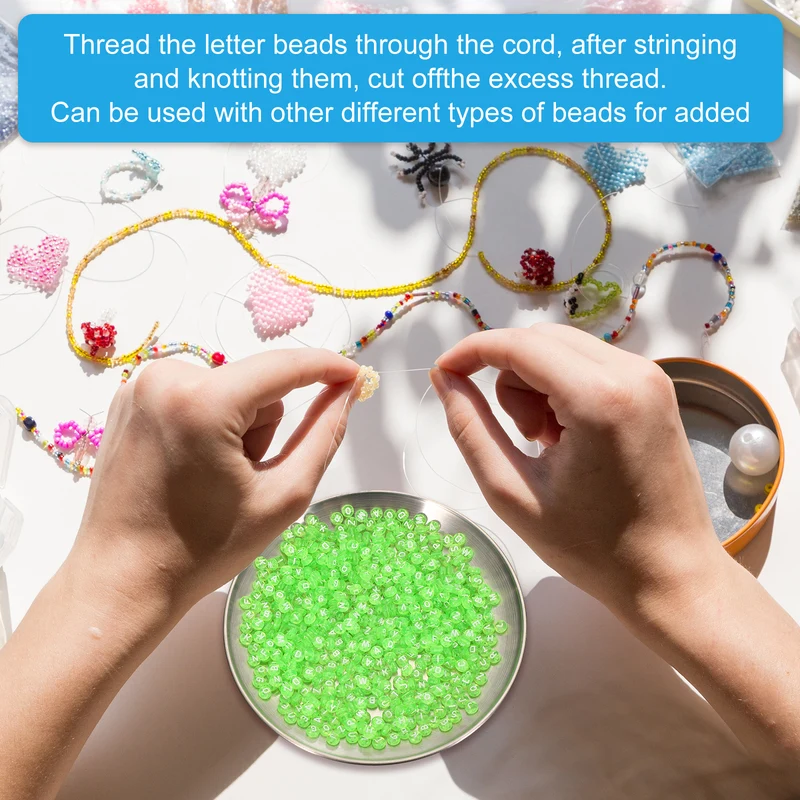 1000 Pcs Letter Beads, 4x7mm Acrylic Alphabet Beads Friendship Bracelet DIY Kit for Bracelets Jewelry Making Supplies, Green