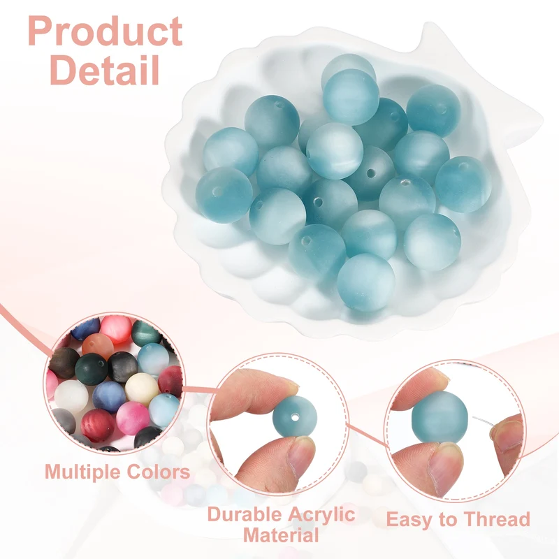 10 Pcs Acrylic Round Beads, 16mm Loose Beads for Jewelry Making, Blue