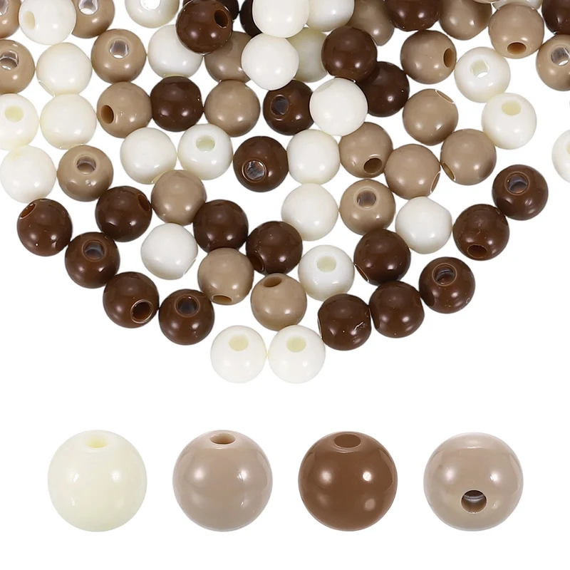 200pcs Khaki Acrylic Round Beads 6mm Plastic Resin Loose Bead