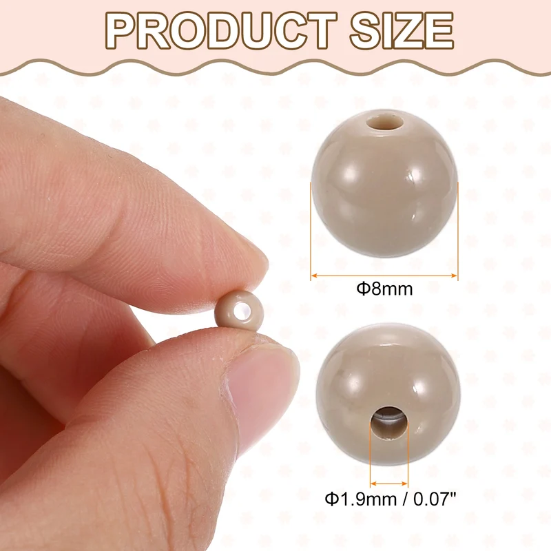 200pcs Khaki Acrylic Round Beads 6mm Plastic Resin Loose Bead