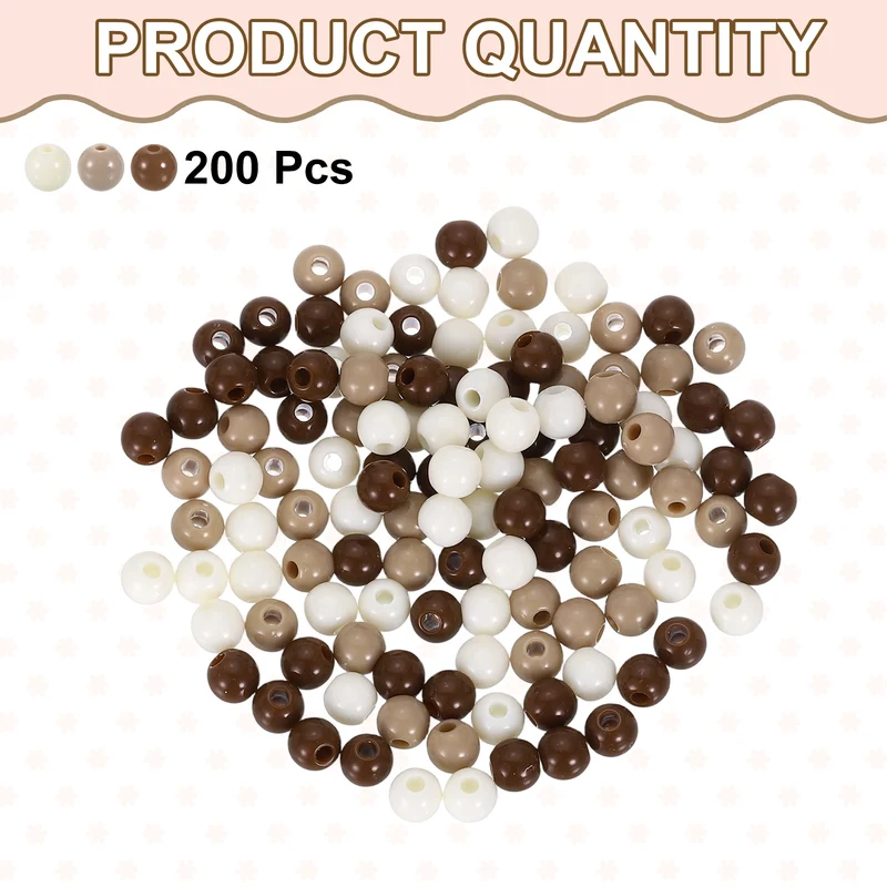 200pcs Khaki Acrylic Round Beads 6mm Plastic Resin Loose Bead