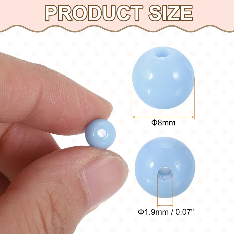 100pcs Random Light Color Acrylic Round Beads 8mm Plastic Resin Loose Bead