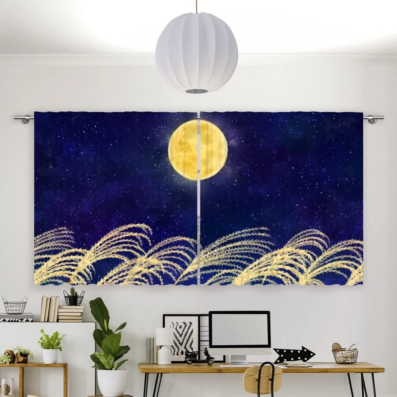 Vorhang Motiv 'Pampas Gras Vollmond'