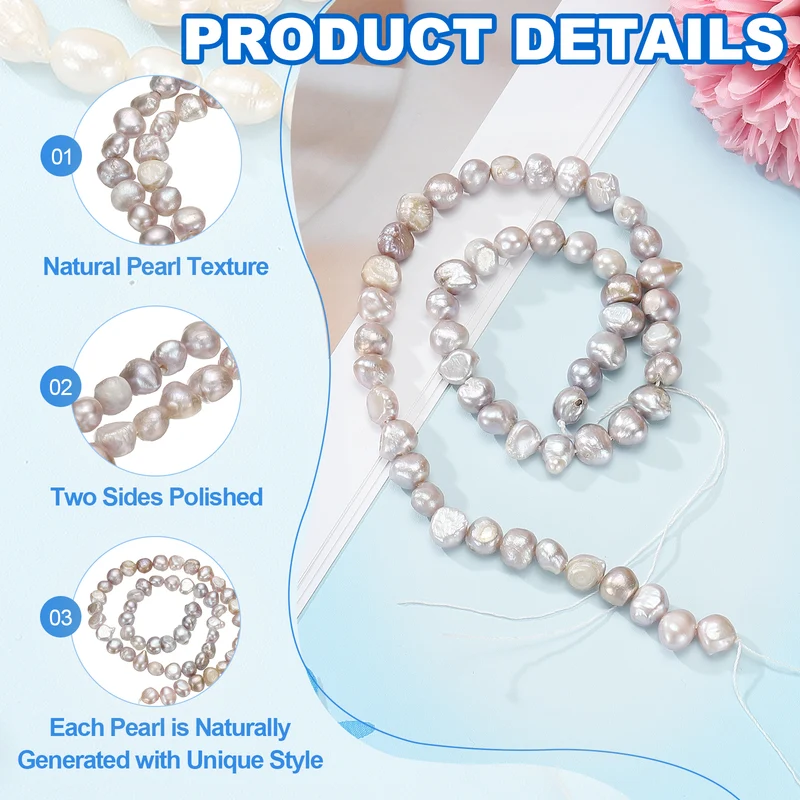 Freshwater Pearl Beads, 4-5mm Side Hole Pearl String, Purple