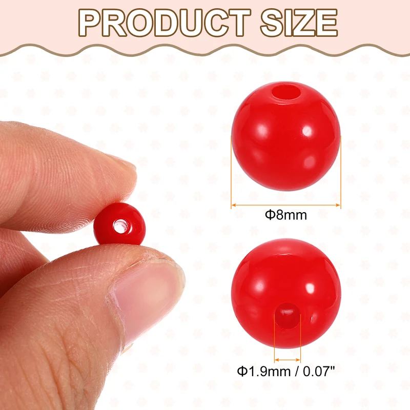 100pcs Red Acrylic Round Beads 8mm Plastic Resin Loose Bead