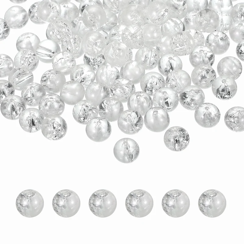 100Pcs Crackle Glass Beads for Jewelry Making 10mm Round Beads White]