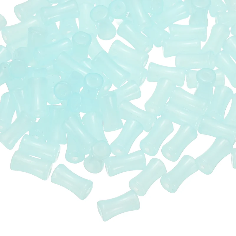 100 Pcs Glass Tube Beads, 6x12mm Bamboo Stick Tube Beads, Blue