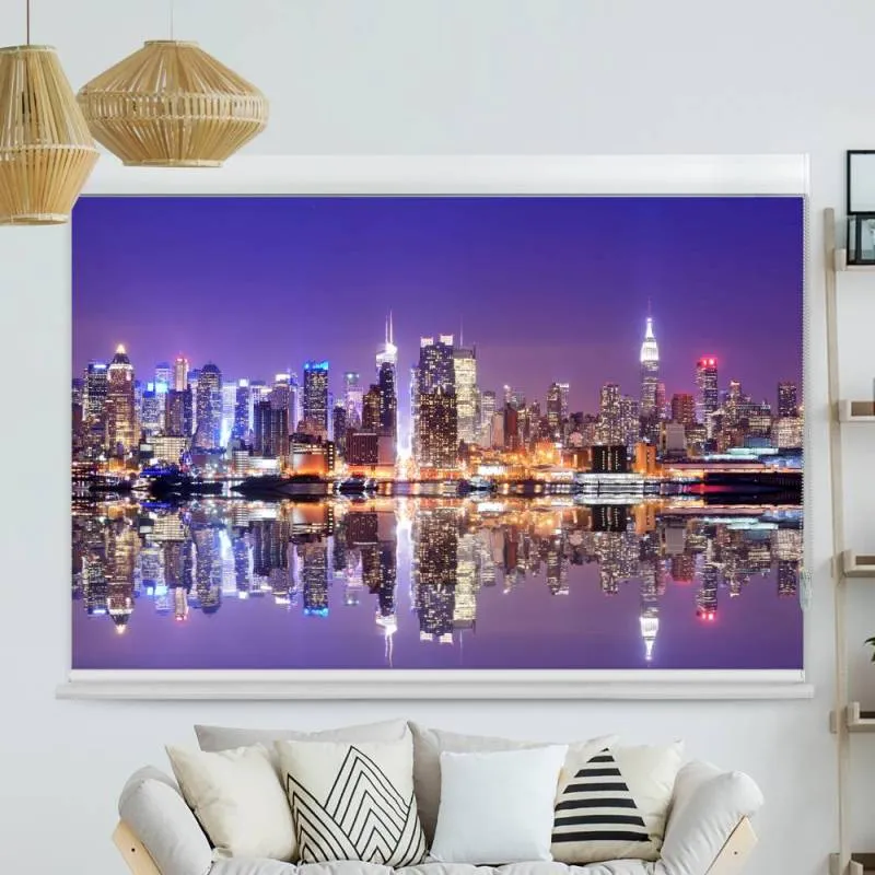 Kassettenrollo Motiv "Skyline Manhatten Nacht" | bis B 420 x H 420 cm