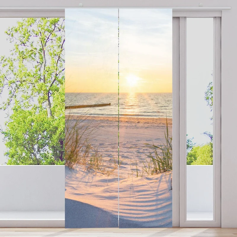 Schiebegardine Motiv "Kueste Meer Sonnenuntergang"