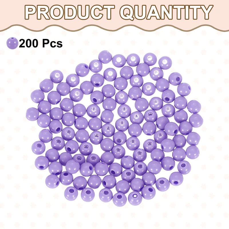 200pcs Light Purple Acrylic Round Beads 6mm Plastic Resin Loose Bead