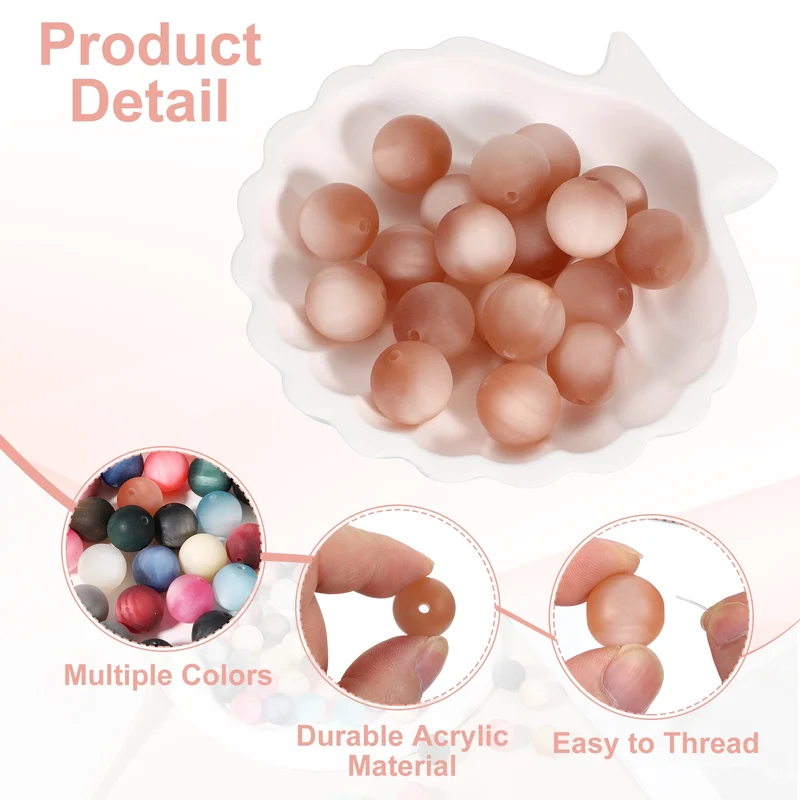 20 Pcs Acrylic Round Beads, 16mm Loose Beads for Jewelry Making, Khaki