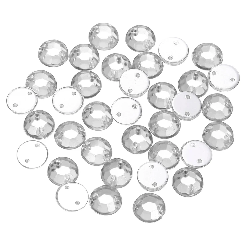 100Pcs Flat Back Sew on Rhinestones Beads 8mm Crystal Round Gems Clear