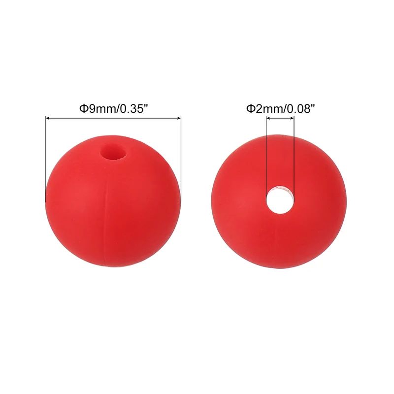 50Pcs 9mm Silicone Beads Round Loose Rubber Bead for DIY Dark Red