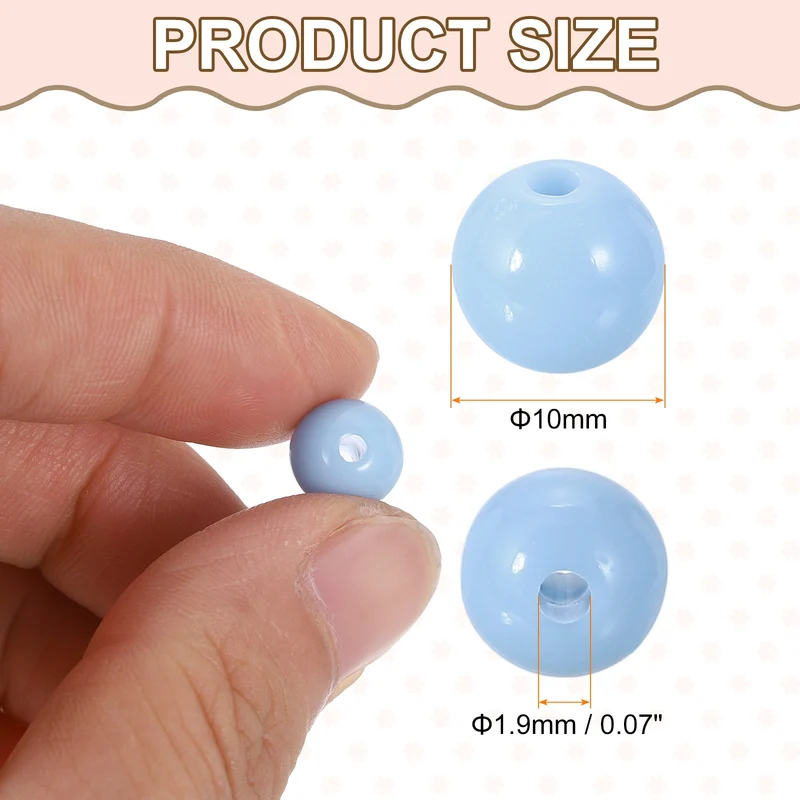 100pcs Random Light Color Acrylic Round Beads 10mm Plastic Resin Loose Bead