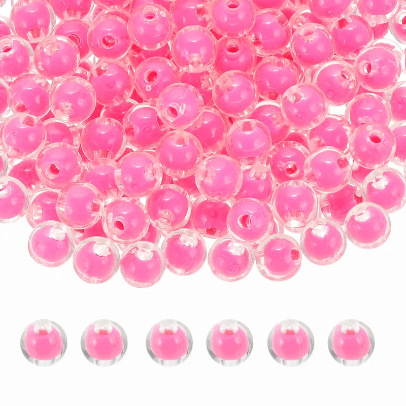 500 Pcs Acrylic Beads, 2mm Cute Beads for Bracelets, Transparent Rose Red