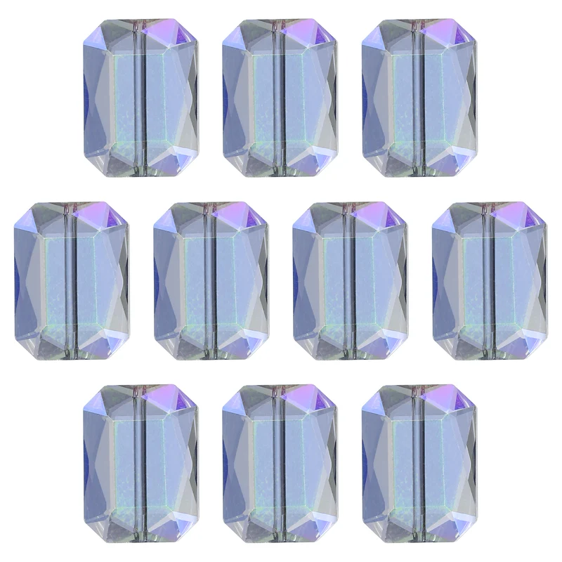 10Pcs Rectangle Crystal Glass Beads, Faceted Glass Beads, Purple