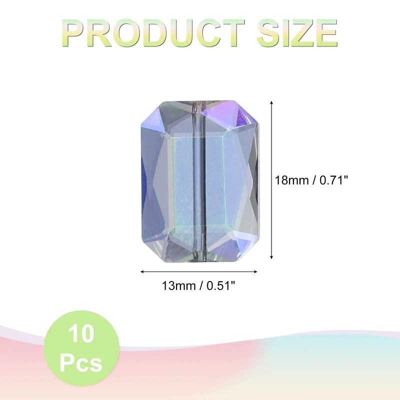 10Pcs Rectangle Crystal Glass Beads, Faceted Glass Beads, Purple