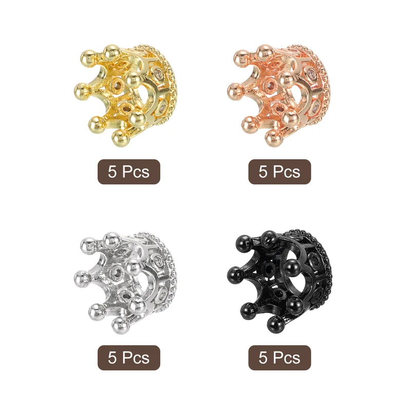 Crown Charm Spacer Beads, 20Pcs 10.8x7.2mm Zircon Pave Beads (4 Colors)