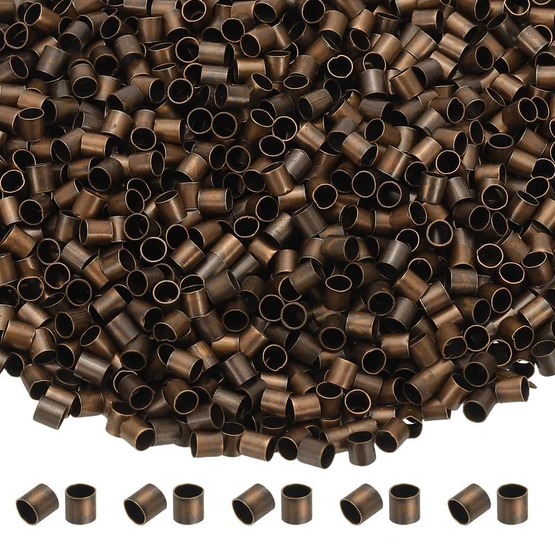 2000 Pcs Tube Crimp Beads, 2.5x2.5mm Crimp Beads for Jewelry Making, Dark Bronze