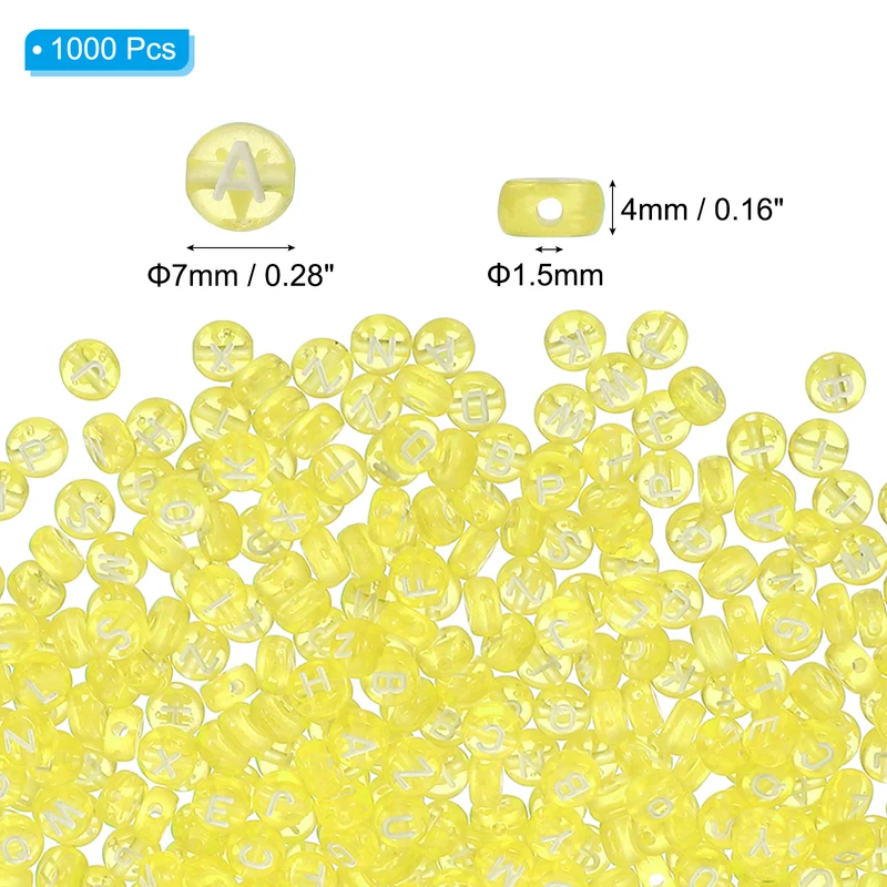 1000 Pcs Letter Beads, 4x7mm Acrylic Alphabet Beads Friendship Bracelet DIY Kit for Bracelets Jewelry Making Supplies, Yellow