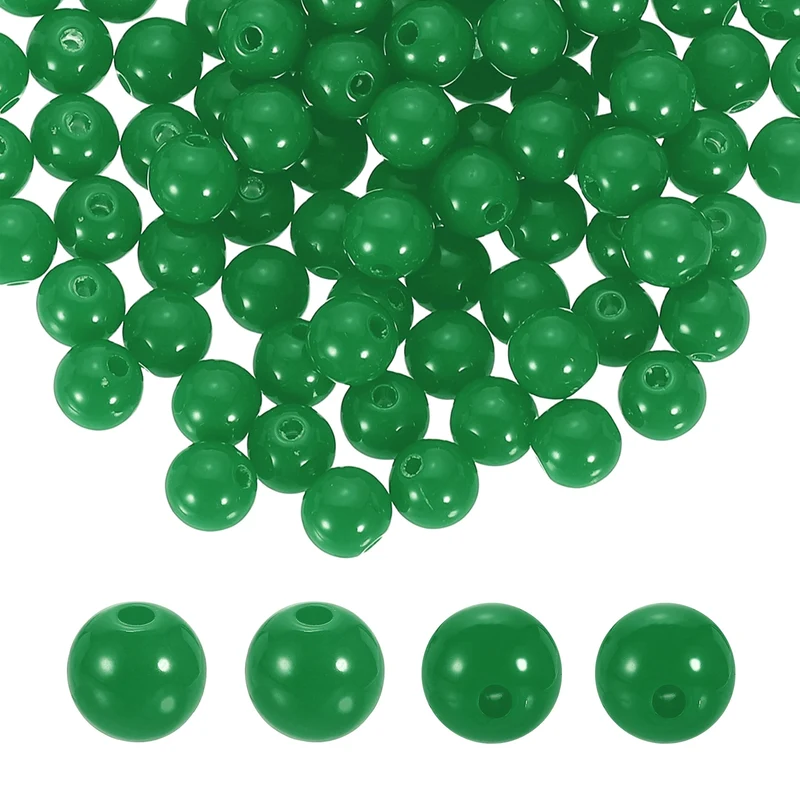 100pcs Green Acrylic Round Beads 8mm Plastic Resin Loose Bead