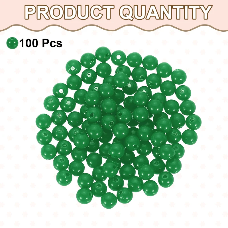 100pcs Green Acrylic Round Beads 8mm Plastic Resin Loose Bead