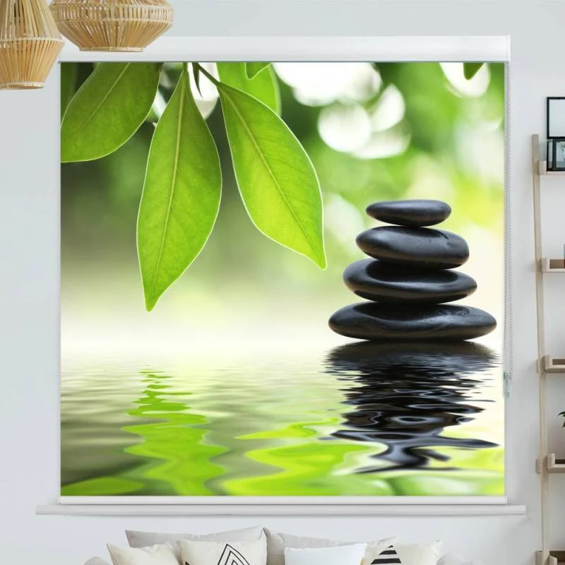Kassettenrollo Motiv "Schwarze Steine" | bis B 420 x H 420 cm
