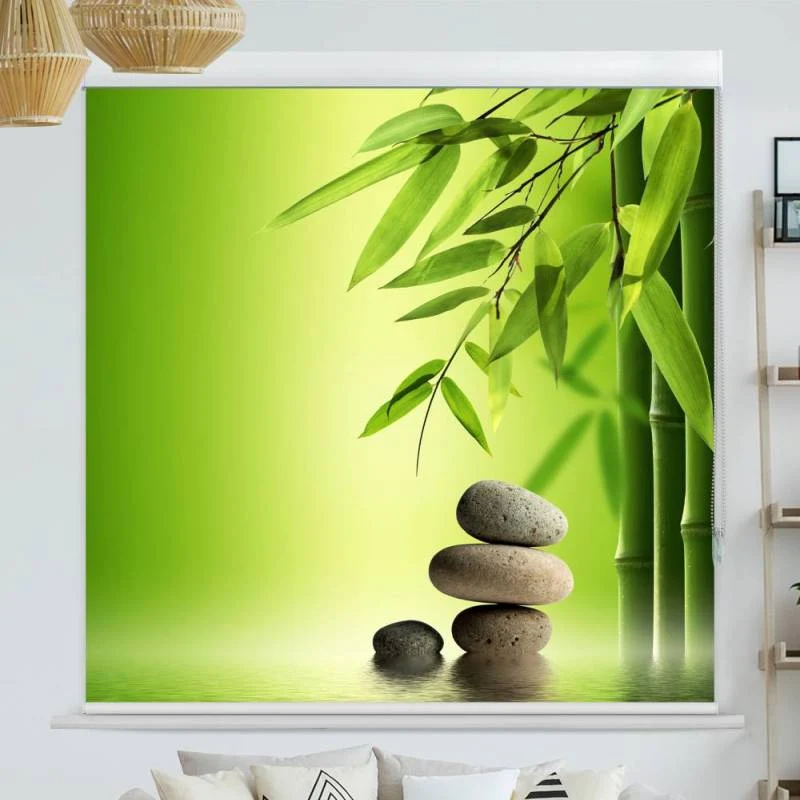 Kassettenrollo Motiv "Wellness Steine Bambus" | bis B 420 x H 420 cm