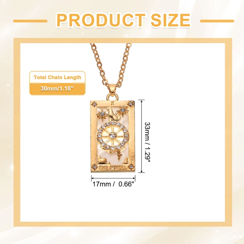 Tarot Card Necklace, Alloy Tarot Astrolabe Necklaces, Gold