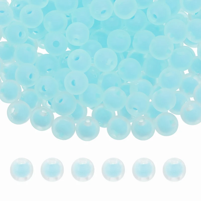 200 Pcs Acrylic Beads, 2mm Cute Beads for Bracelets, Frosted Blue