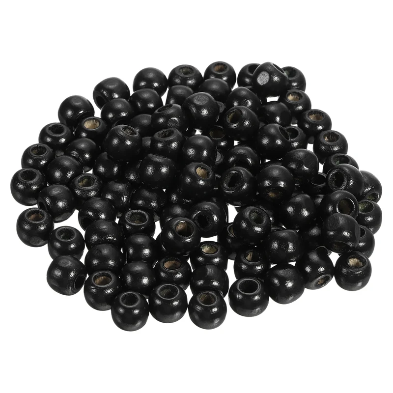 Natural Wood Beads, 400Pcs 10mm Diameter Round Loose Spacer Beads, Black
