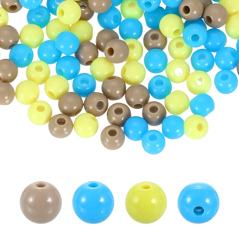 200pcs Light Blue Acrylic Round Beads 6mm Plastic Resin Loose Bead