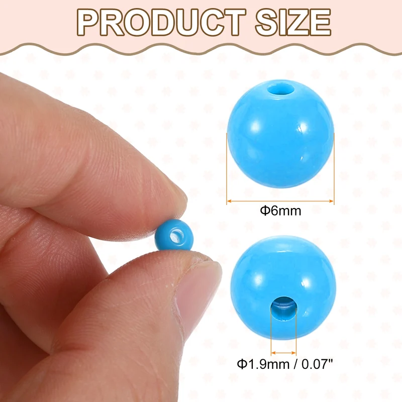 200pcs Light Blue Acrylic Round Beads 6mm Plastic Resin Loose Bead