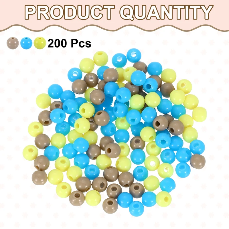 200pcs Light Blue Acrylic Round Beads 6mm Plastic Resin Loose Bead