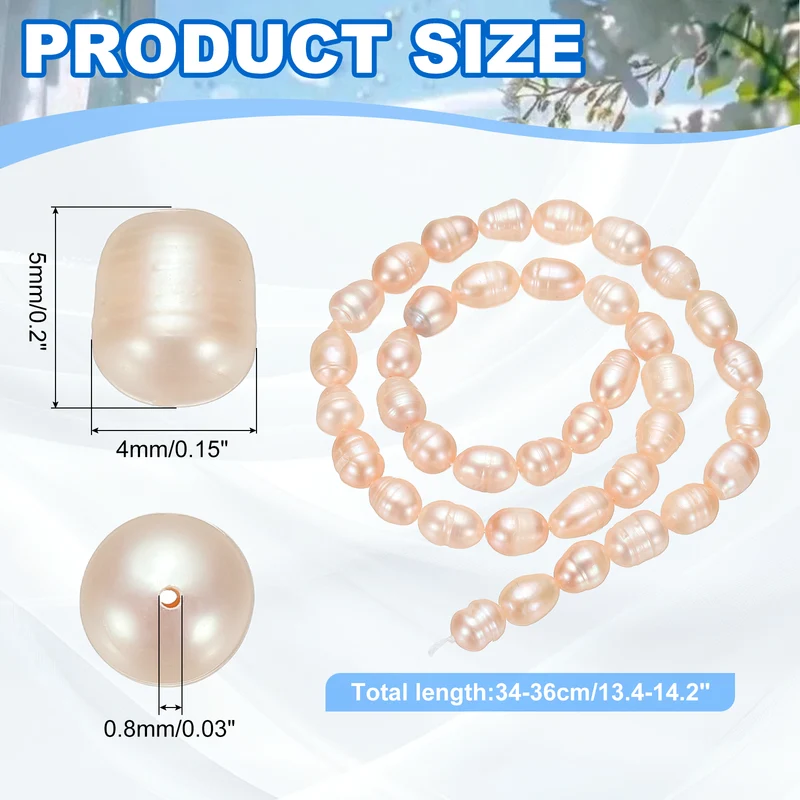 Freshwater Pearl Beads, 4-5mm Rice Shape Pearl String, Beige Pink